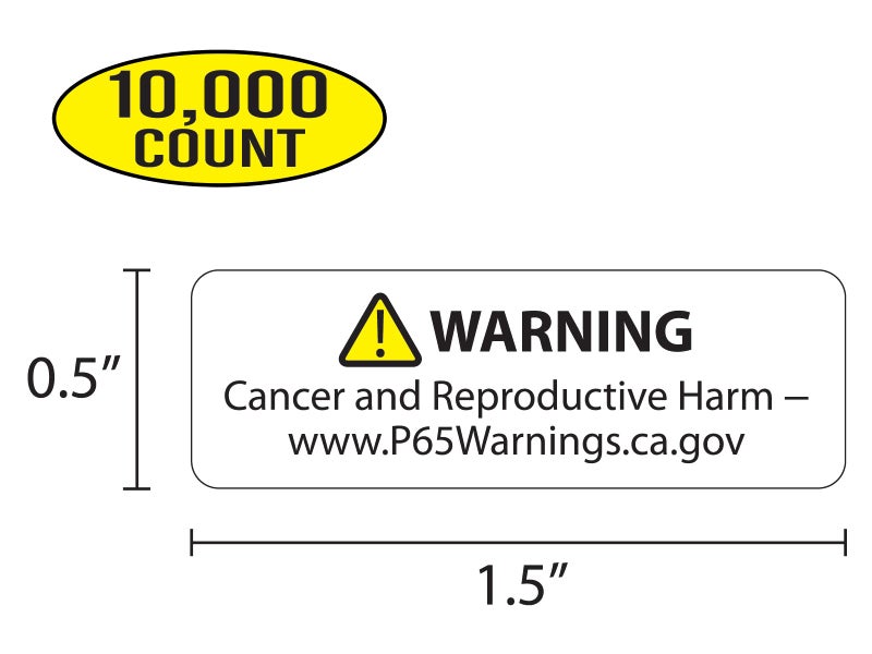 WireJewelry Proposition 65 Truncated Warning Labels, 0.5 Inch by 1.5 Inch | 10,000 Count - Image 2